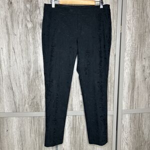 Eileen Fisher Black Pants Size S Jacquard Tapered Flat Front Party